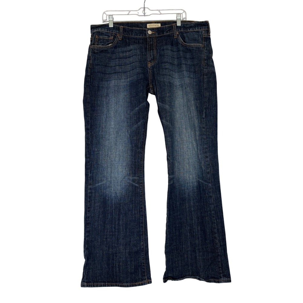 Stetson Womens Blue Dark Wash Bootcut Denim Western Jeans Size 18